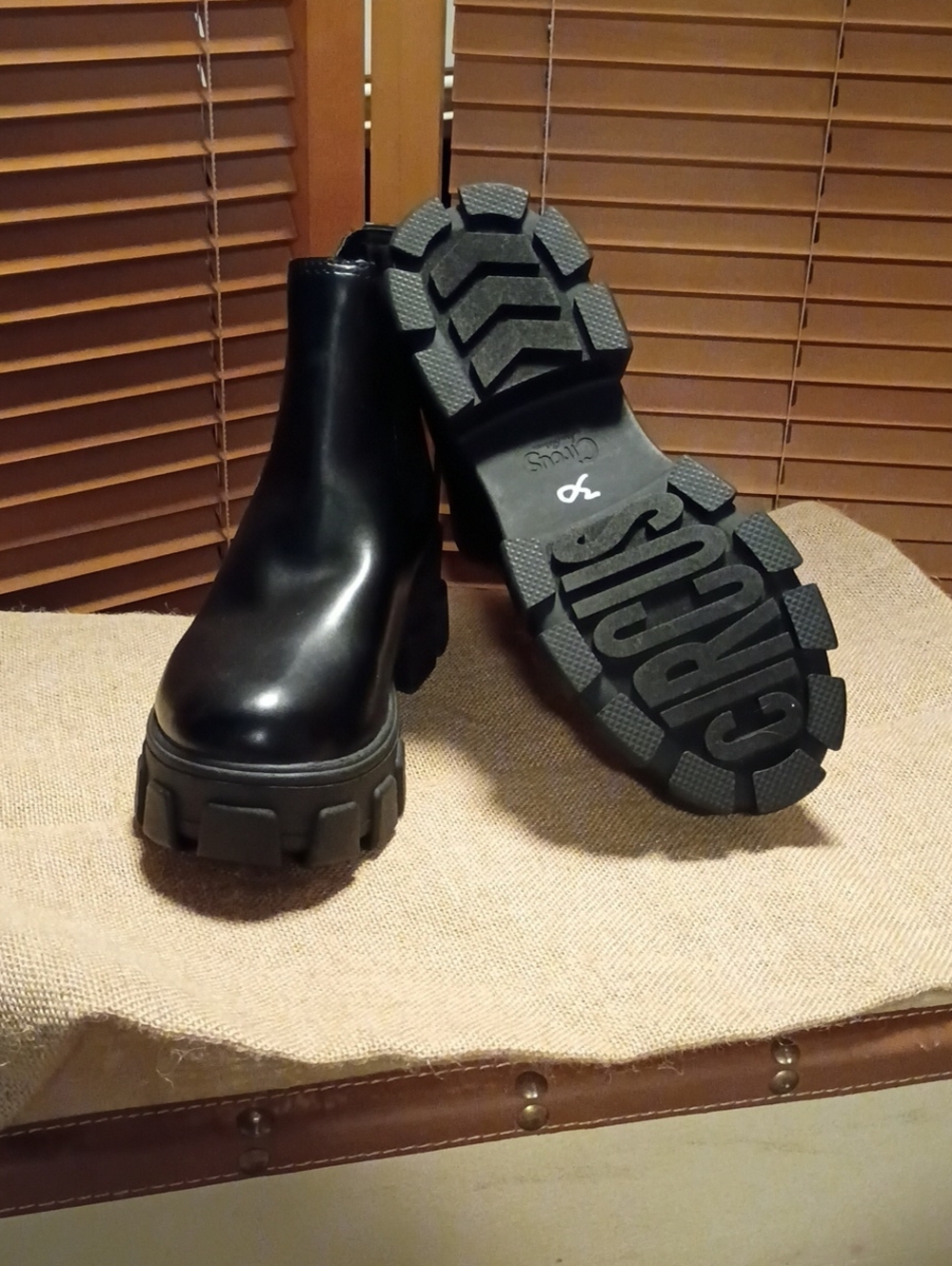 Circus by Sam Edelman Black Chunky Lug Chelsea Booties